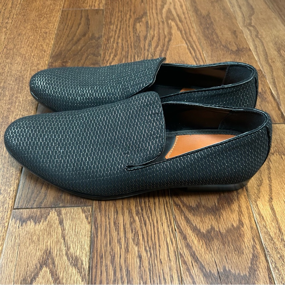 TALLIA Tedaldo Black Gold Textured Loafers for Men Size 7.5